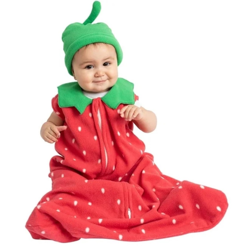 Cuddle Club Fleece Sleep Sack Swaddle Blanket Baby Sleeping Bag, Strawberry